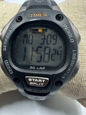 Timex Ironman Triathlon Digital Watch Black Grey Mens 33MM New Battery